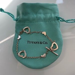 Tiffany & co sterling silver heart lariat bracelet with clasp